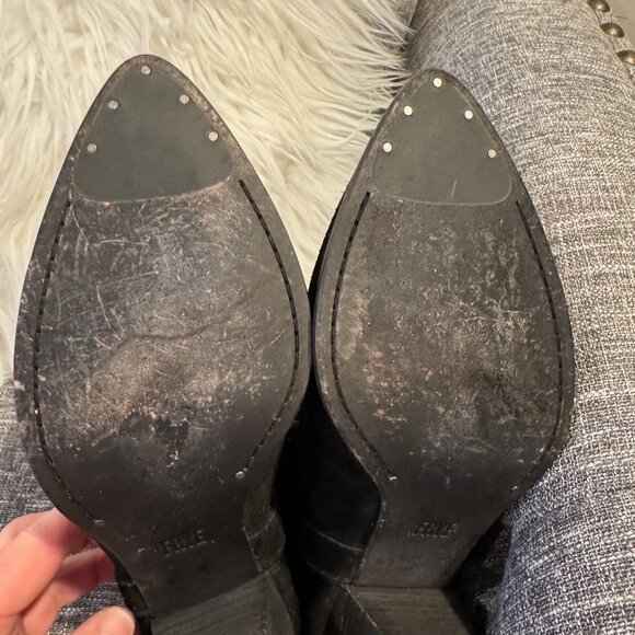 Frye Fringe Suede Booties – Women’s Size 9.5M – Black – Boho Style Boots Fringe - Picture 5 of 10